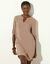 Tunique de plage unie, manches 3/4 (taupe)