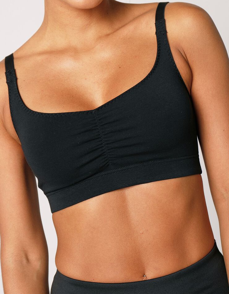 Brassière confort en coton stretch à fines bretelles (noir) Brassière confort en coton stretch à fines bretelles (noir)