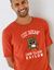 Pyjama short message motif hibou manches courtes  (orange / anthracite)