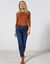 T-shirt uni col rond stretch (caramel)