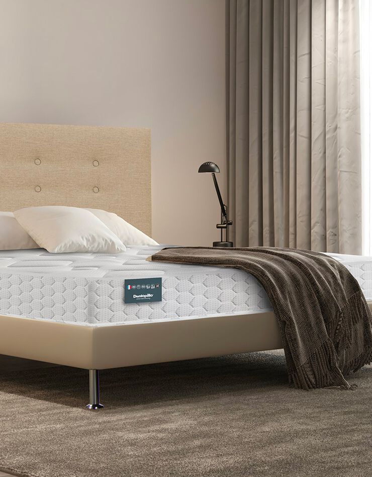 Matelas mousse + latex Dunlopillo Aérial® haut. 24 cm, confort ferme (blanc)