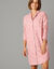 Chemise de nuit en pilou forme liquette imprimé fleurs (rose grisé)