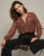 Blouse d&eacute;tails nouettes, manches longues, voile imprim&eacute; fleuri (bordeaux)