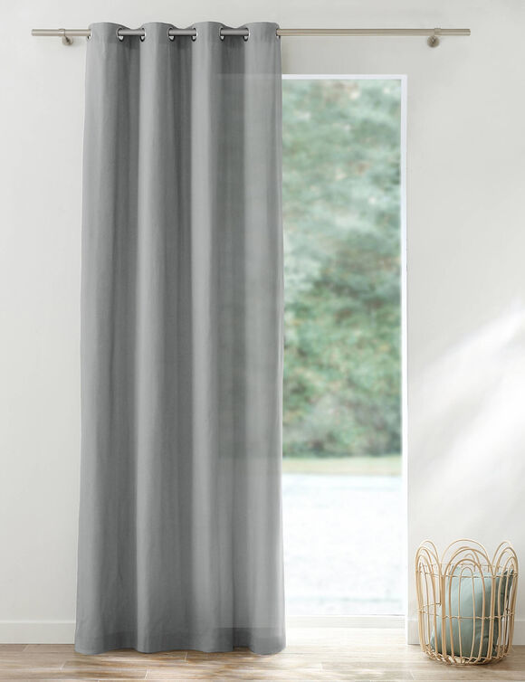 Rideau bachette uni tamisant oeillets (gris perle)