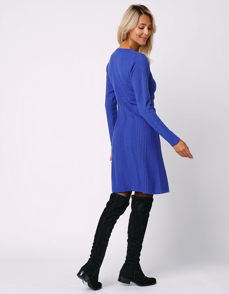 Robe pull boutonnée (bleu dur)