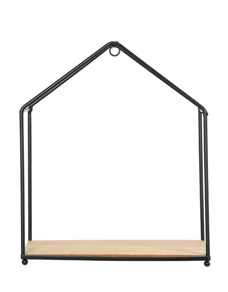 Etagères maison en métal et bois - lot de 3 (noir)