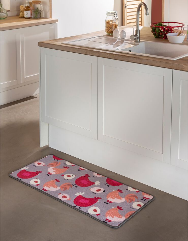 Tapis cuisine motif poules (multicolore)