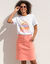 T-shirt imprimé, volume loose (blanc / pêche)