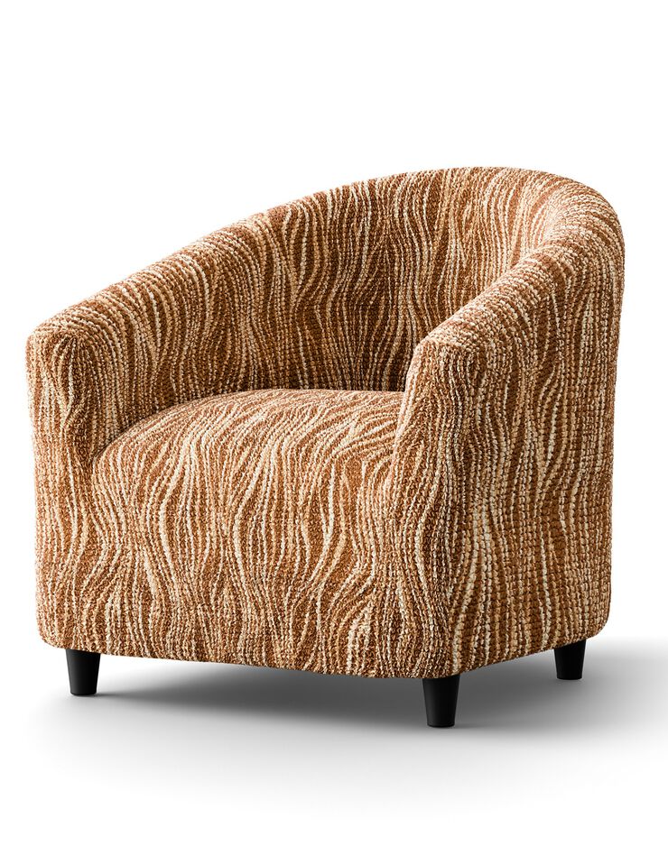 Housse microfibre bi-extensible imprimé vague spéciale fauteuil cabriolet (chocolat)