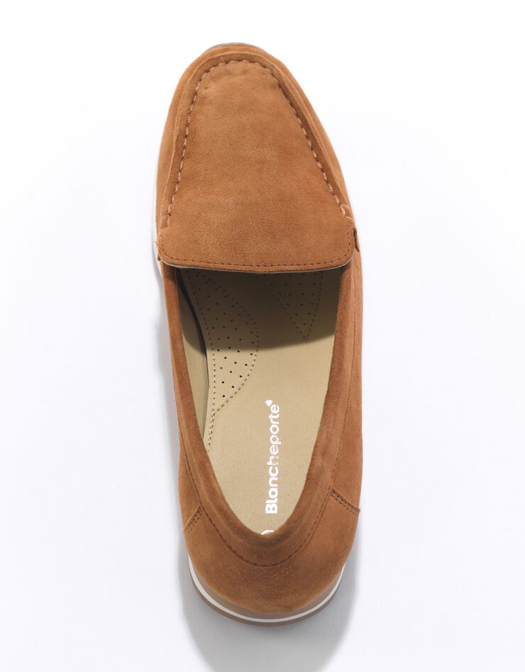 Mocassins en croûte de cuir à semelle crantée bicolore (caramel) Mocassins en croûte de cuir à semelle crantée bicolore (caramel)