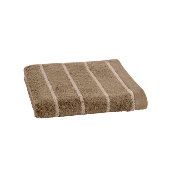 Serviette éponge coton rayée 500 g/m² (taupe / blanc)