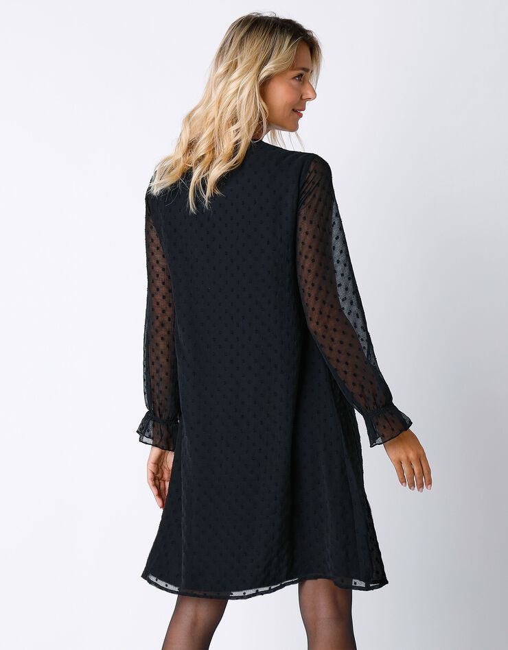 Robe unie à plis (noir) Robe unie à plis (noir)