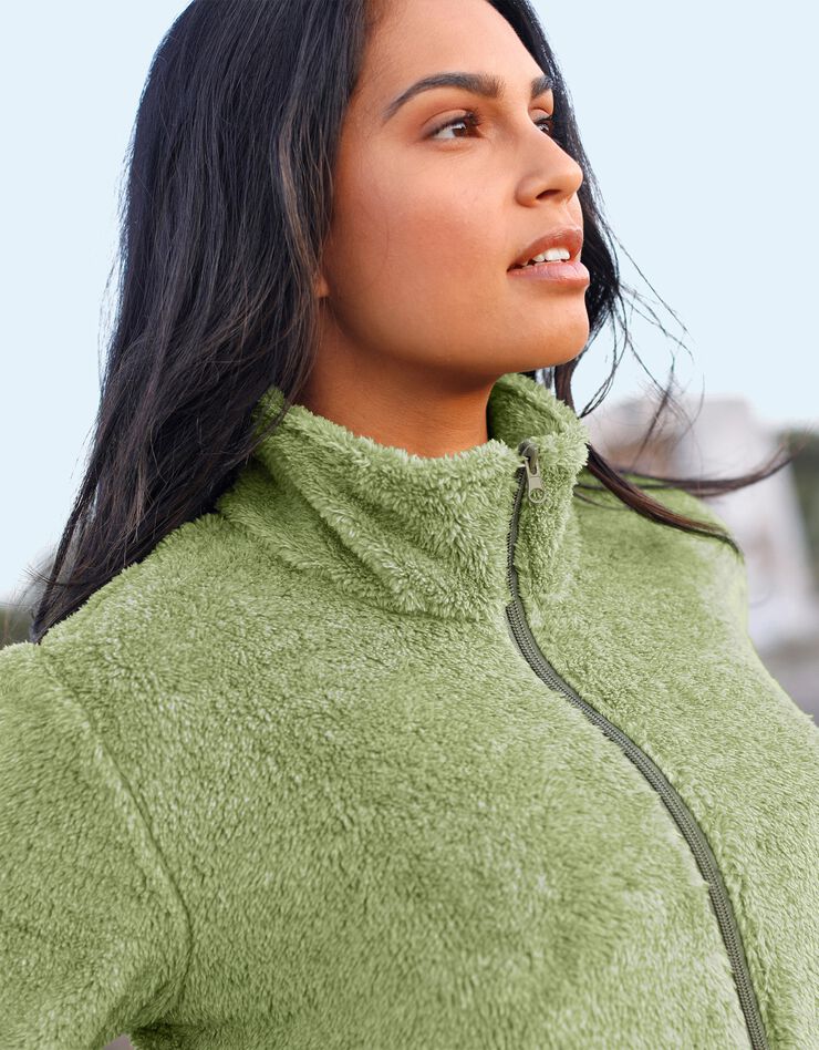 Veste zippée maille peluche (vert chiné) Veste zippée maille peluche (vert chiné)
