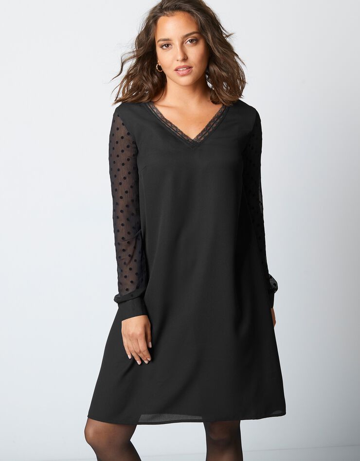 Robe manches plumetis (noir) Robe manches plumetis (noir)