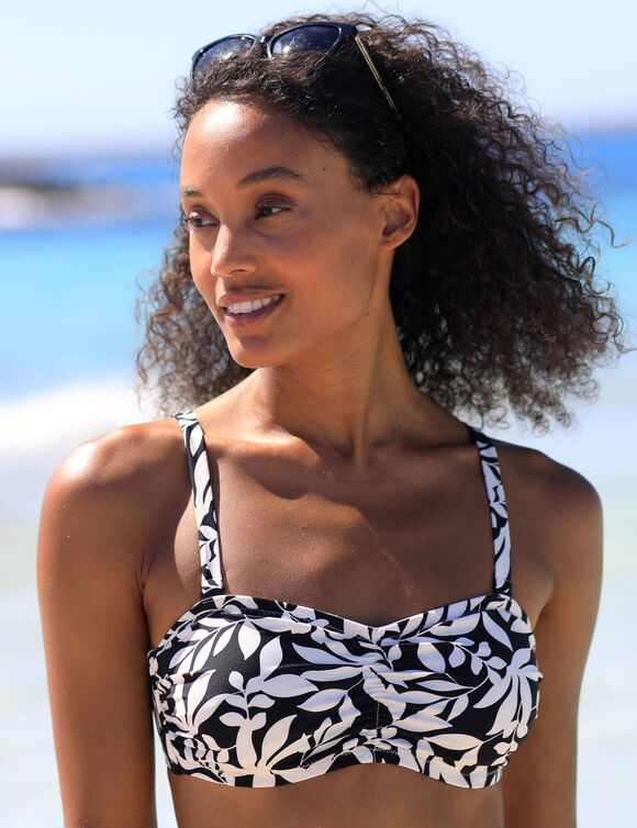 Haut de maillot de bain avec armatures Linao - forme bandeau (noir / &eacute;cru)