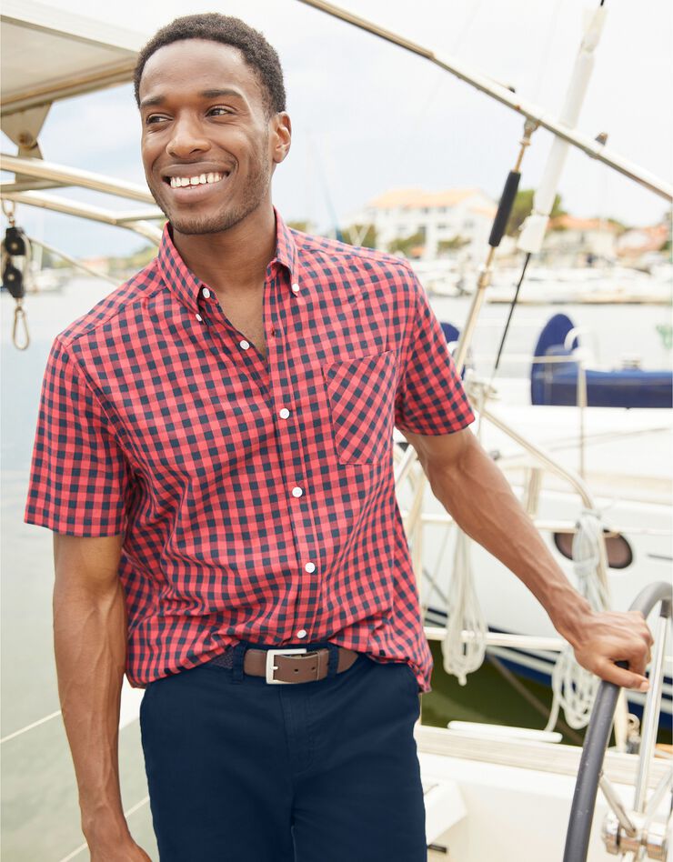 Chemise vichy manches courtes (marine / corail) Chemise vichy manches courtes (marine / corail)