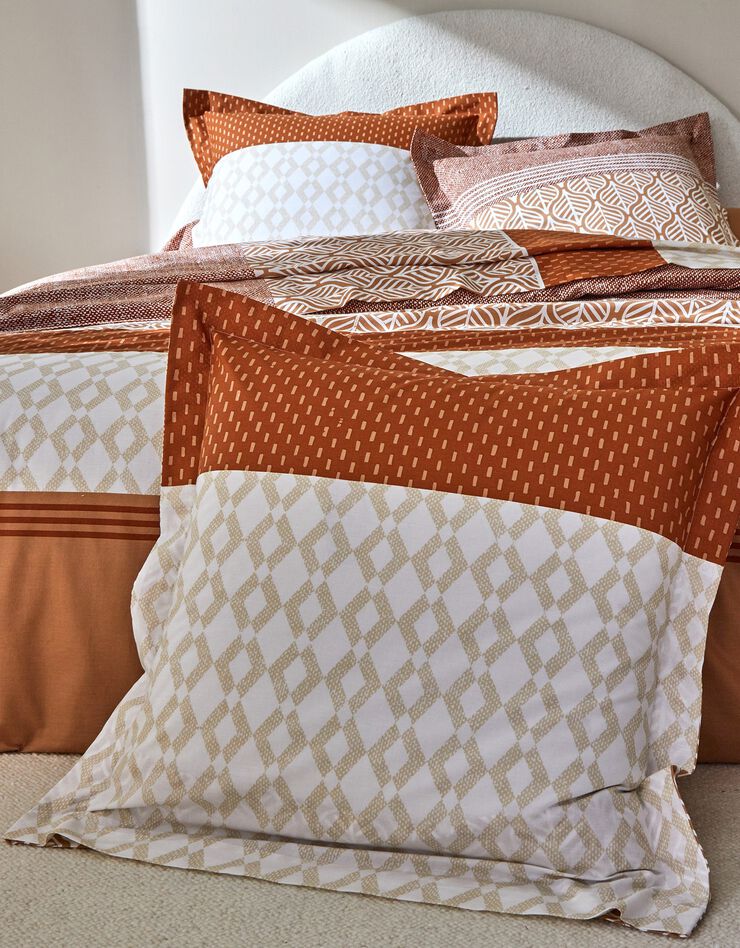 Linge de lit Tommy imprimé géométrique - coton (caramel)