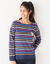 T-shirt marinière rayé manches longues, brodé "cœur" doré (marine / multicolore)