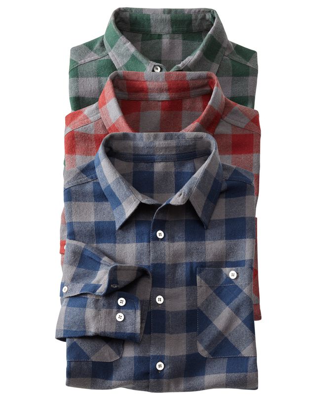 Chemise carreaux flanelle - lot de 3 (vert + bordeaux + marine)