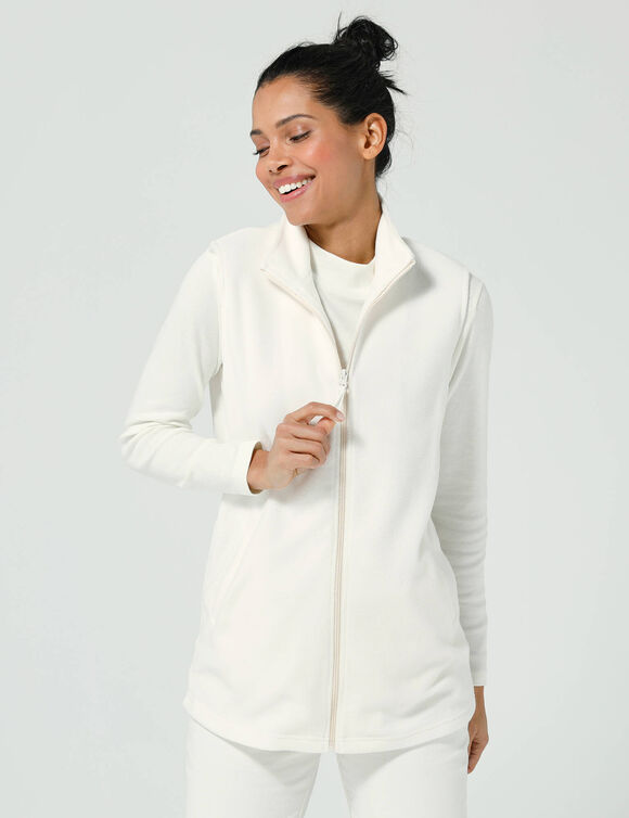 Veste polaire zippée sans manches (écru)
