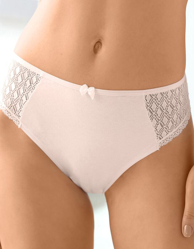 Culotte midi coton dentelle unie Coria - lot de 2 (poudre)