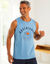 Débardeur pyjama imprimé placé coton (bleu) Débardeur pyjama imprimé placé coton (bleu)