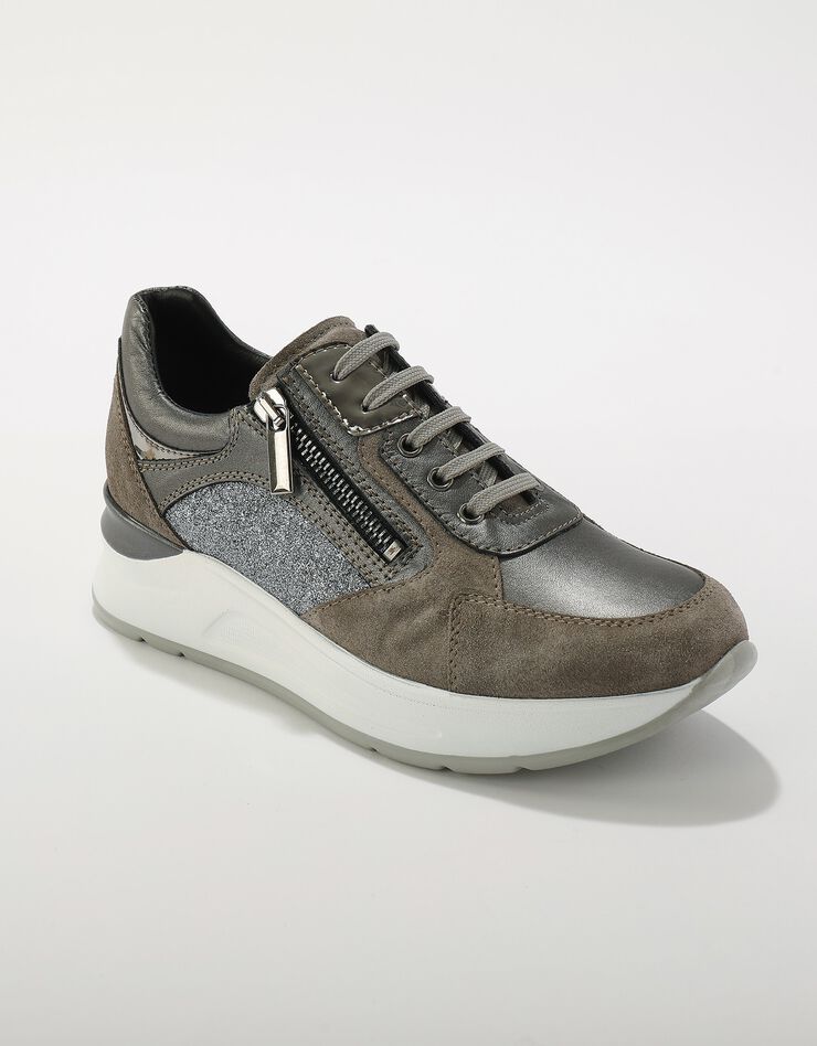 Sneakers compensées en cuir (gris) Sneakers compensées en cuir (gris)