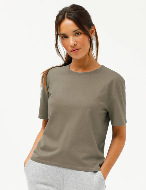 T-shirt bo&icirc;te manches coudes (kaki clair)