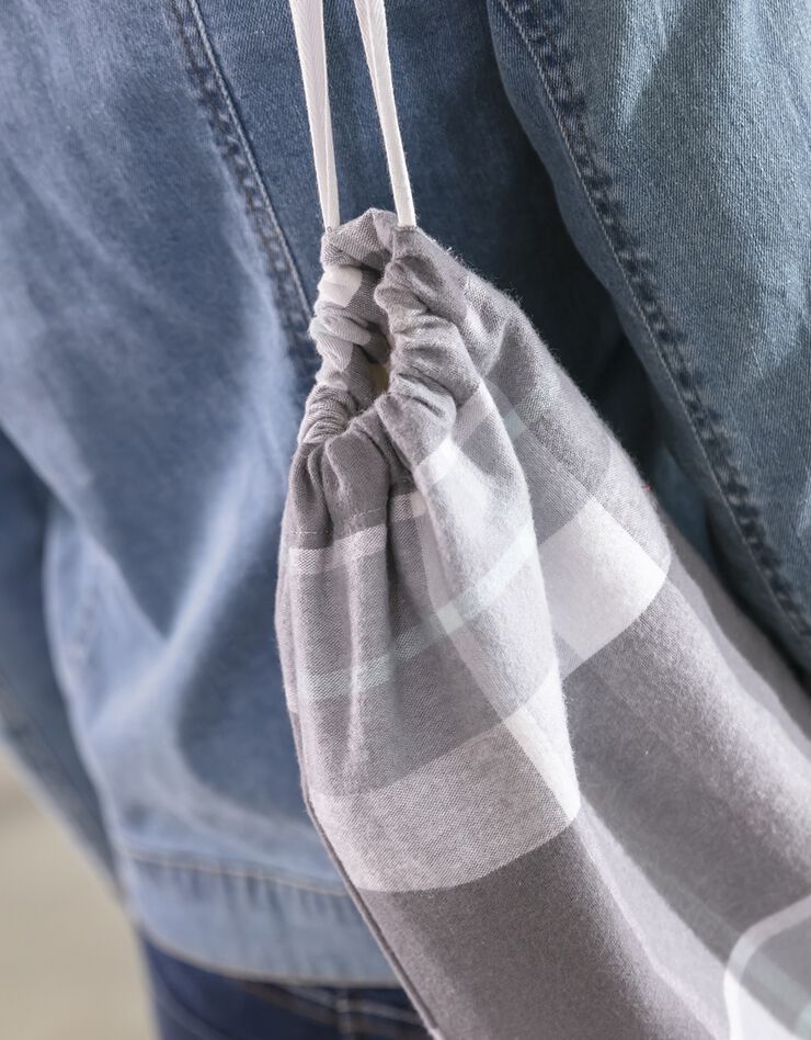 Sac à baguettes en tissu flanelle - collection upcycling (gris) Sac à baguettes en tissu flanelle - collection upcycling (gris)