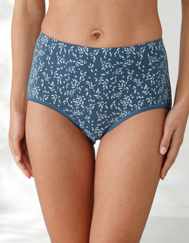 Culotte coton forme maxi unie bleue et imprimée pissenlit - lot de 7  (marine / bleu)