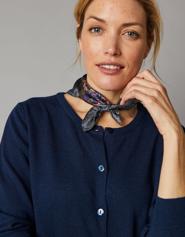 Cardigan boutonné, laine d'agneau (marine)