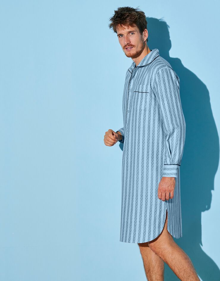 Chemise de nuit - pilou coton (bleu) Chemise de nuit - pilou coton (bleu)