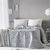 Couvre-lit jacquard motif Feuilles (gris / blanc)