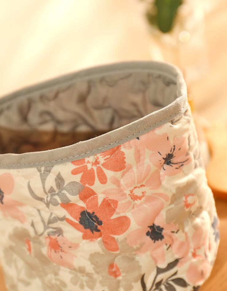 Panier de rangement matelassé, lot de 2 - collection upcycling (blanc/rose/gris) Panier de rangement matelassé, lot de 2 - collection upcycling (blanc/rose/gris)