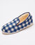 Charentaises silencieuses carreaux fourr&eacute;es laine (bleu marine)