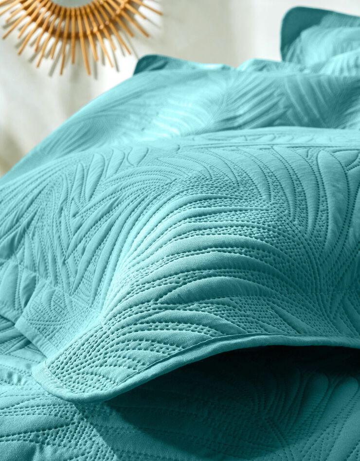 Couvre-lit uni matelassé reliéfé "feuillage" (vert d'eau)