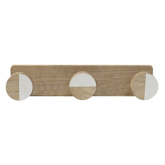 Pat&egrave;re en bois, 3 t&ecirc;tes (blanc/naturel)