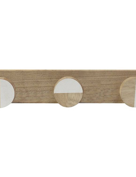 Pat&egrave;re en bois, 3 t&ecirc;tes (blanc/naturel)
