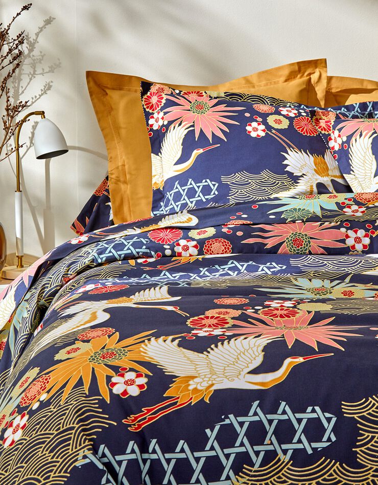 Linge de lit Asia en coton (marine)