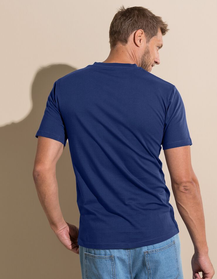 Tee-shirt col V manches courtes - lot de 3 (corail / céladon / indigo)