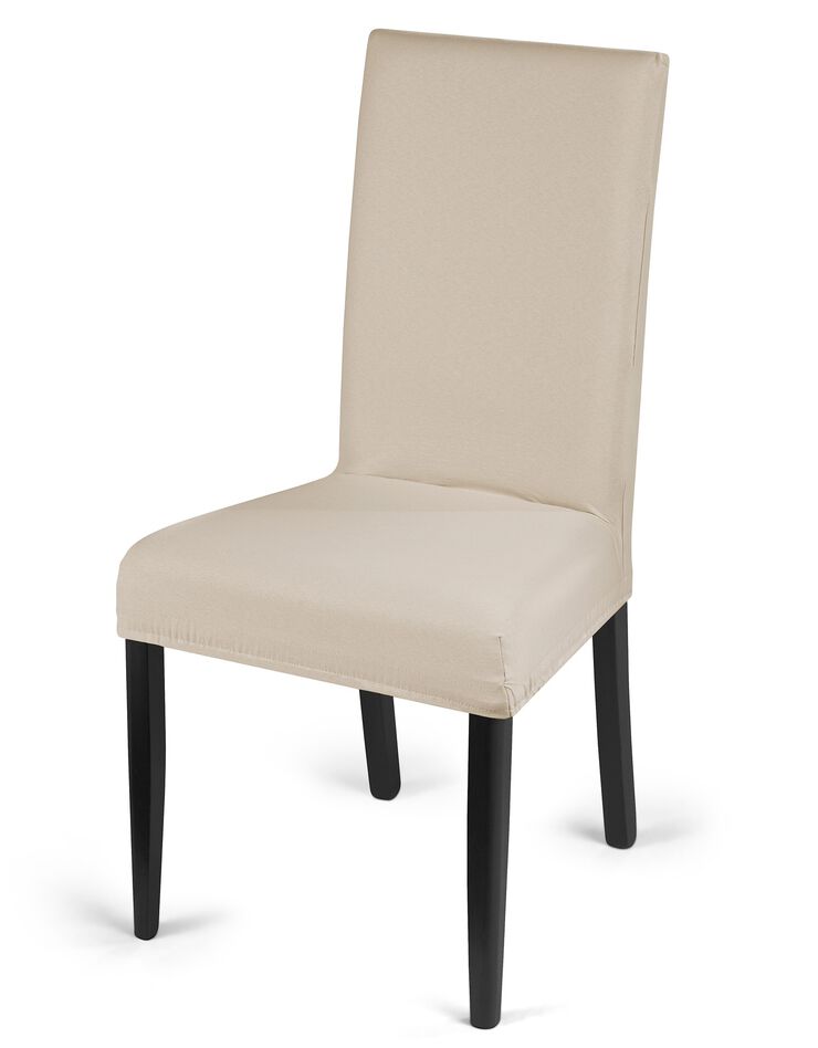 Housse chaise unie bi-extensible (beige) Housse chaise unie bi-extensible (beige)
