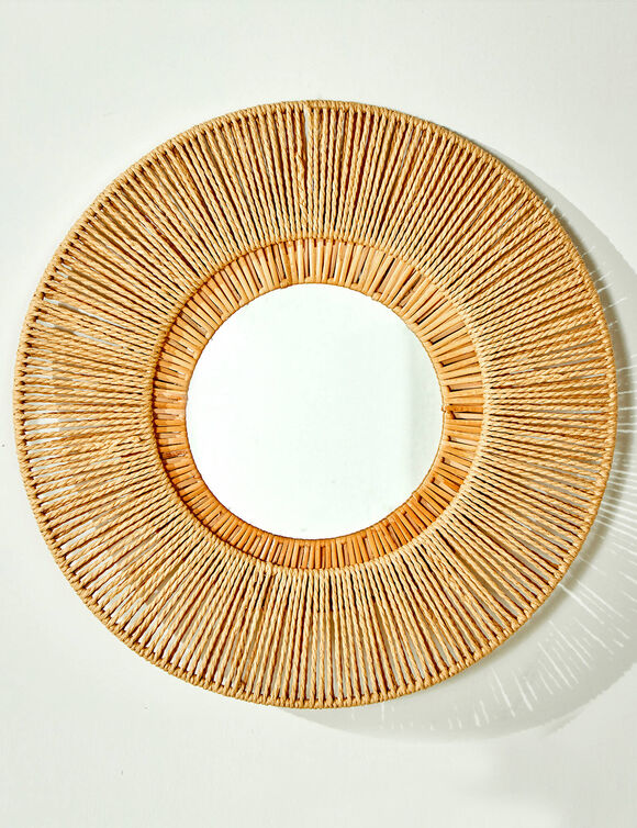 Miroir rond en rotin (rotin)