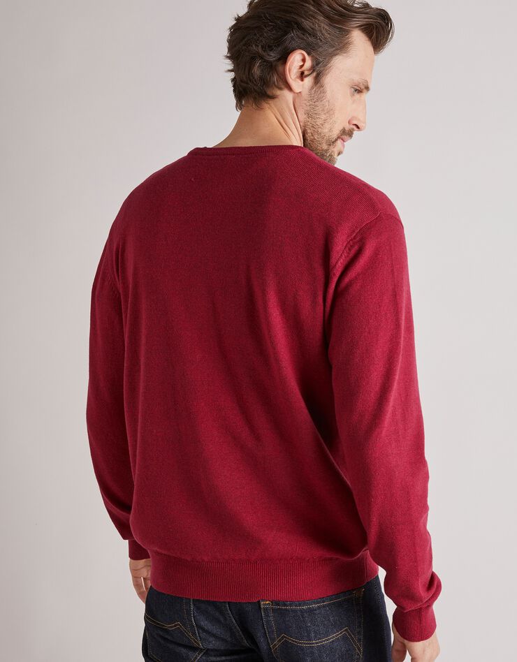 Pull col rond 80% laine (rouge carmin)