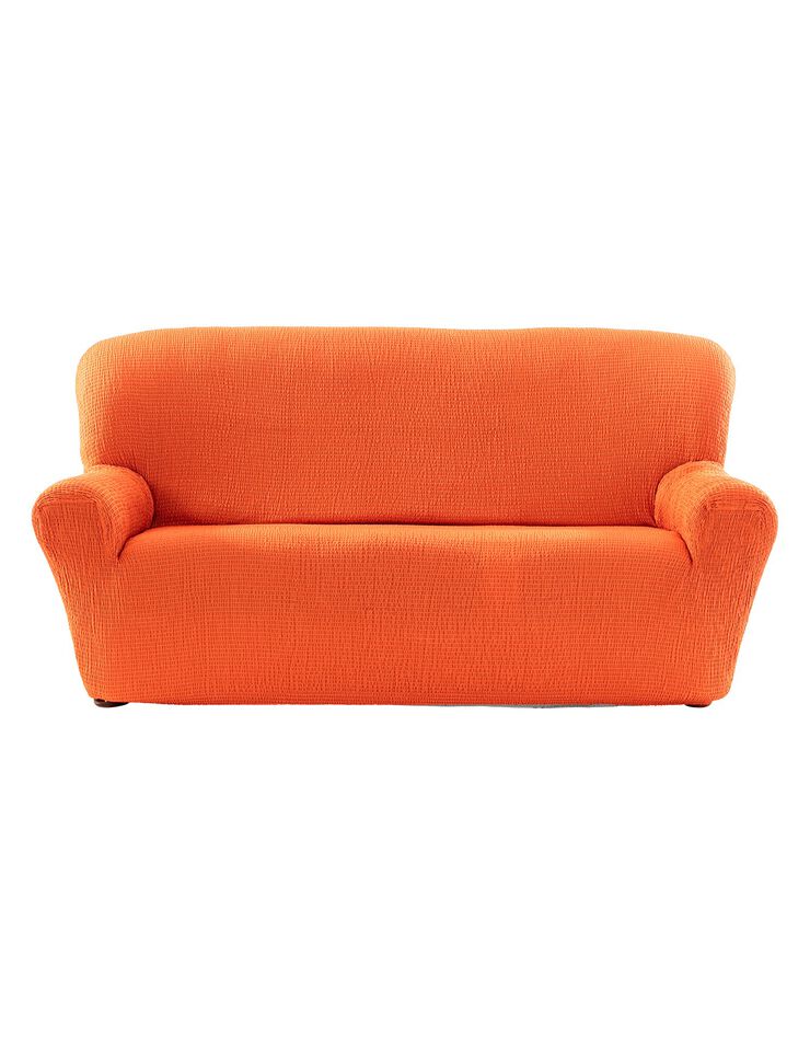 Housse extensible jacquard gaufré - fauteuil et canapé (orange)