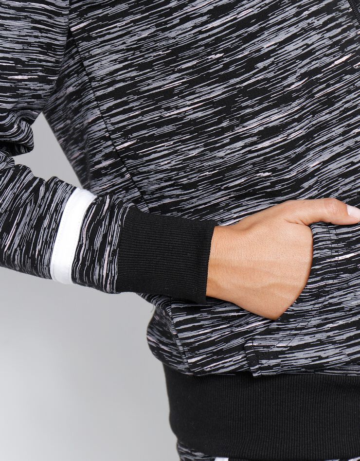 Veste zippée molleton gratté imprimé chiné (noir chiné / blanc) Veste zippée molleton gratté imprimé chiné (noir chiné / blanc)