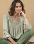Blouse macramé manches 3/4 (kaki clair)