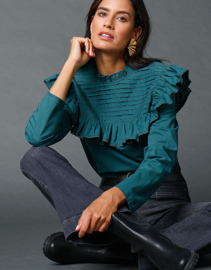 Blouse à plis (vert foncé) Blouse à plis (vert foncé)