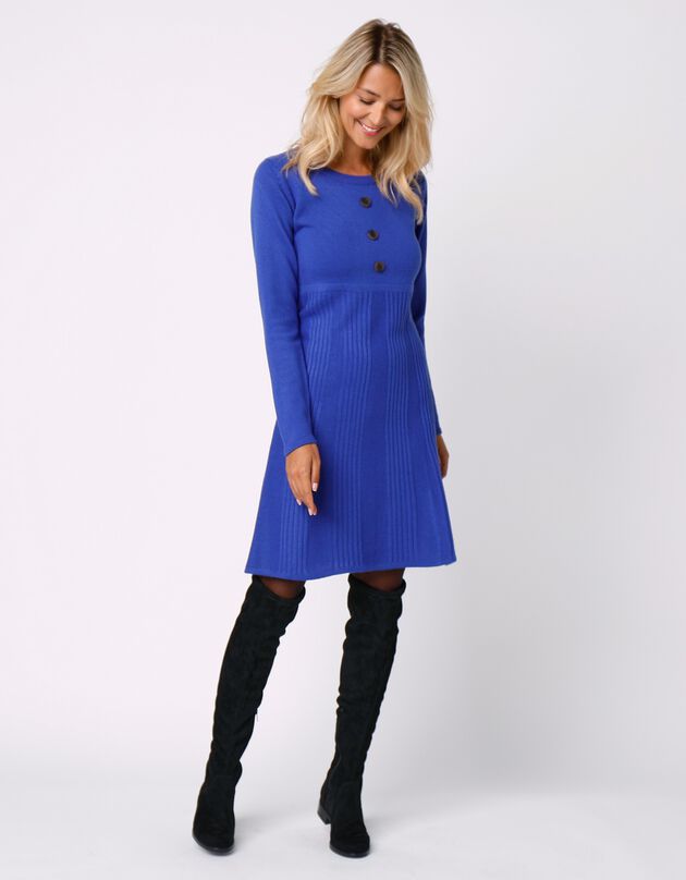 Robe pull boutonnée (bleu dur)