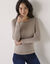 T-shirt chaleur manches longues en laine mélangée (taupe clair)