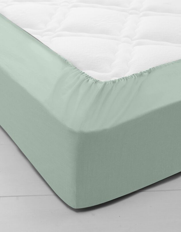 Drap-housse uni coton bonnet 32 cm (vert amande)